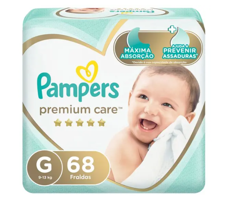 Fralda Pampers Premium Care Tamanho G 68 Unidades