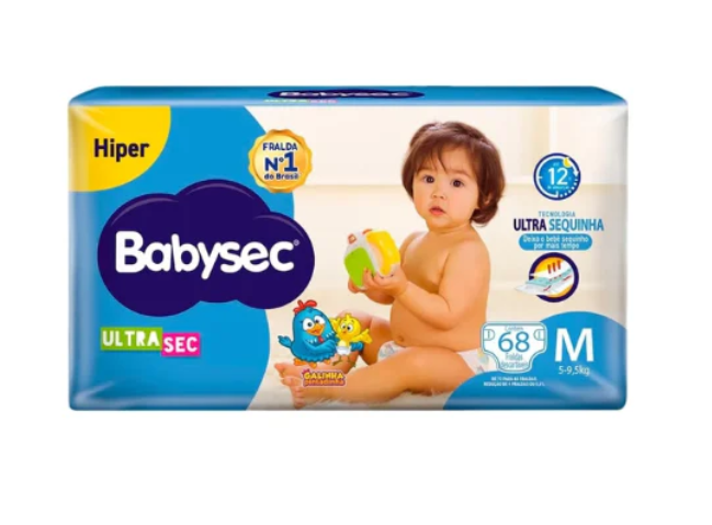 Fralda Descartável Babysec Ultra Sec M 68 Unidades