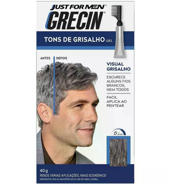 Shampoo Tonalizante em Gel Grecin 5 Visual de Grisalho Fácil de Aplicar 40g