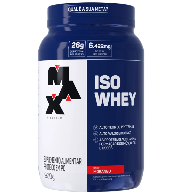 Whey Protein Iso Whey Max Titanium sabor Morango 900g