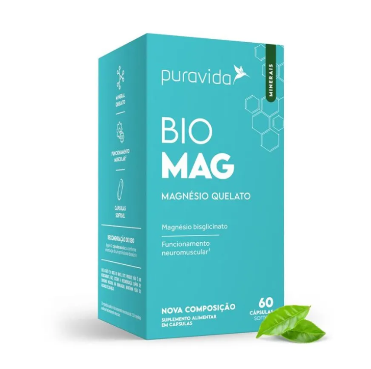 Bio Mag Puravida Magnésio Quelato 60 cápsulas